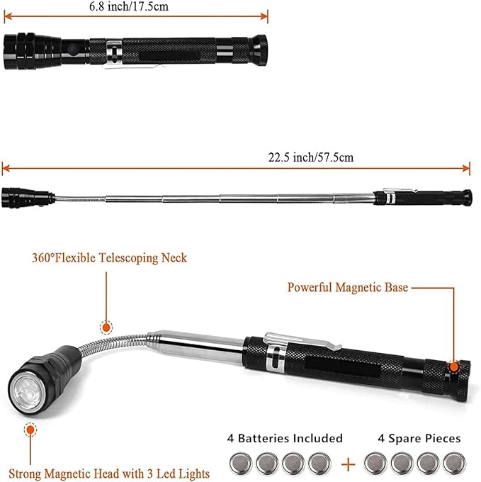 MagnetGlo | Teleskopisk LED-lommelygte - Kraftfuld og Smart